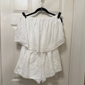 Altar'd State Cream Strapless Lace Dress